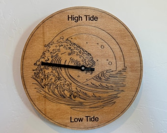 Laser-Cut Ocean Tide Clock: Stained Basswood Beach House Decor