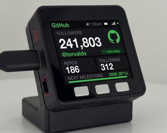 GitHub Follower Counter | Live WiFi Desk Display for Developers | Real-Time Follower Count Tracker | Studio Gadget | Gift for a Developer
