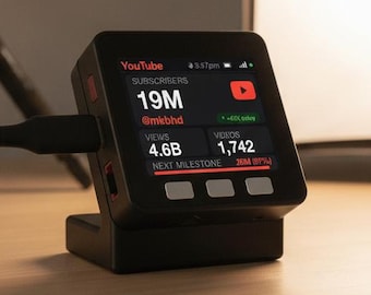 Contador de inscritos do YouTube | Monitoramento ao vivo por Wi-Fi na mesa | Rastreamento de criadores em tempo real
