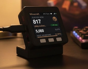 Contador de jogadores do servidor Minecraft | Monitor de mesa Wi-Fi ao vivo para jogadores