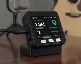 Contador de seguidores do Spotify com display | Rastreador de mesa Wi-Fi ao vivo para músicos