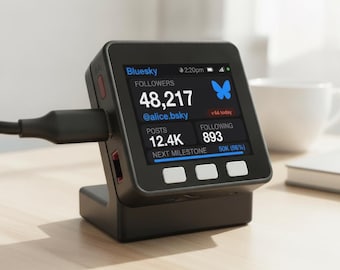 Contador de seguidores ao vivo Bluesky | Dispositivo de mesa Wi-Fi para criadores