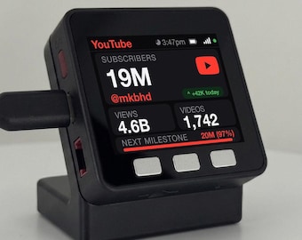 YouTube Subscriber Counter | Live WiFi Desk Display for Creators | Real-Time Sub Count Tracker | Studio Gadget | Gift for a YouTuber