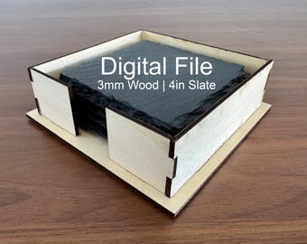 Laser-Cut Coaster Holder Design 3mm - For Slate Coasters (Digital Files)