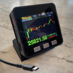 Stock and Crypto Price Display | Portable Desk Ticker | Real-Time Candlestick Chart | Customizable Tracker for Bitcoin, ETH, TSLA, Spy, BTC