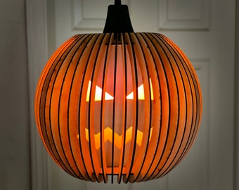 Wooden Jack O Lantern Pumpkin Lamp, Halloween Light Up Pendant, Hanging Spooky Flicker Pumpkin Decor, Fall Porch Decor, Halloween Party Gift