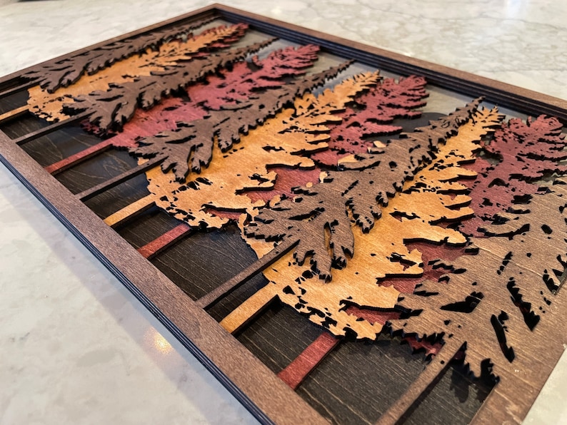 Wind Whistles in the Trees 16x10 Multilayered Mountain & Forest Wood