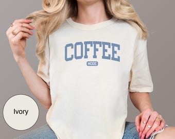 Coffee Mode Shirt, Neutral Aesthetic T-Shirt for Coffee Lovers, Cozy Coffee Gift Tee, Coffee & Book Lover Gift, Comfort Colors