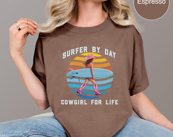Surfer by Day Cowgirl for Life Vintage Shirt for Her, Coastal Cowgirl Shirt, Trendy Beachy Tee, California Surf Shirt, Cowgirl Surfer