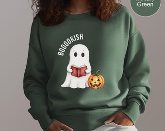 Halloween Bookish Ghost Sweatshirt for Librarian or Book Lover