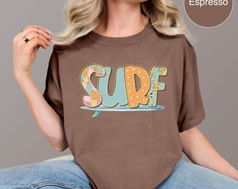 Surf Shirt, Surf Board Tee, Summer Vaca Tee, Trendy Beach Tee, Summer Beachwear, Beach Design, Doodle Shirt, California Surf Shirt