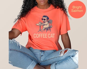 Coffee Cat, Cat Paris, Vintage Cat Shirt, Funny Tshirt, Funny Cat Shirt, Cat Mom Shirt Coffee Cat, Coffee Lover, Cats and Coffee