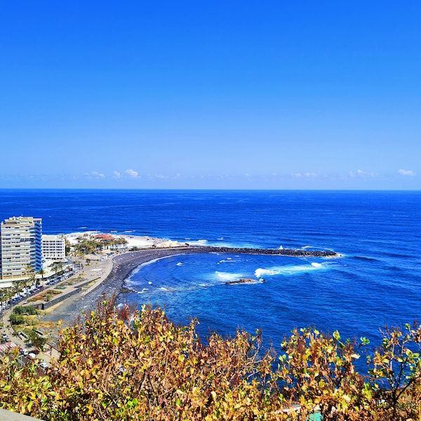 Arte fotografica di paesaggio marittimo/stampa mare Canarie Tenerife dal vivo/ costa reale mare e cielo blu stampabile scaricabile Digitale