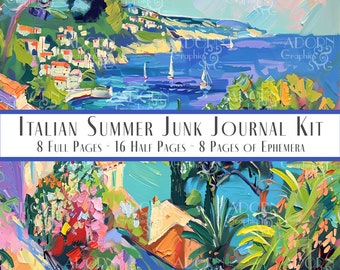 Italian Summer Junk Journal Kit – Capri Scrapbook Paper (Printable Download)
