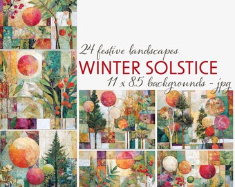 Winter Botanical Collage Backgrounds • Abstract Garden Landscapes • Junk Journal & Scrapbook Pages (11x8.5")