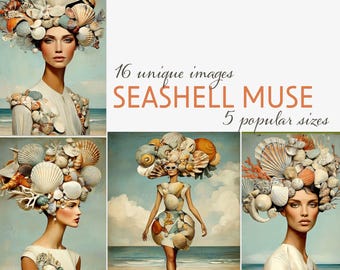 Coastal Collage Ephemera for Junk Journals, Scrapbooks & Mixed Media • Surreal Characters • Beach Art Printables - 5 Sizes