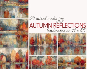 Autumn Landscape Backgrounds • Fall Forest Reflections • Junk Journal & Scrapbook Art Papers (11x8.5")