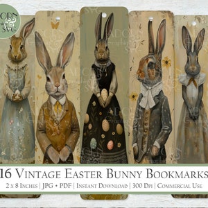 Niedliche Lesezeichen, Oster Gits, druckbare Lesezeichen, Vintage Osterhase Lesezeichen, Vintage Kaninchen Lesezeichen, druckbare Lesezeichen, digitaler Download