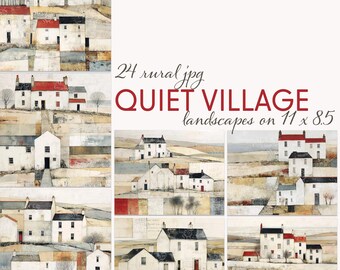 Quiet Village Landscapes – Rustic Countryside Backgrounds for Junk Journals, Scrapbooks & Printable Art