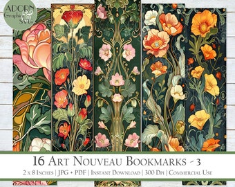 Aesthetic Bookmarks, Vintage Bookmarks, Art Nouveau Bookmark Bundle, Unique Bookmarks, William Morris, Printable Bookmarks, Commercial Use