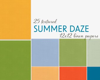 Summer Daze Linen Digital Paper – 25 Textured 12x12 Backgrounds for Scrapbooking, Journals, Stationery, Crafts, Realistic Paper Backdrops