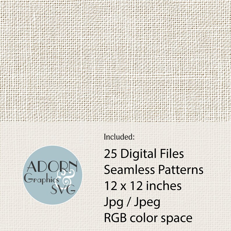 Pode incluir: Um download digital de 25 padr&otilde;es sem costura em formato JPG. Os padr&otilde;es medem 30,48 cm por 30,48 cm e est&atilde;o em espa&ccedil;o de cor RGB. O texto "ADORN Graphics SVG" est&aacute; no canto inferior esquerdo da imagem.
