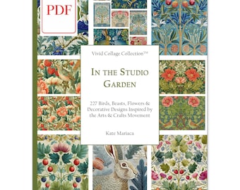 Arts & Crafts Digital Collage Book - 227 Botanical Birds Flowers and Patterns - Printable PDF for Junk Journal Decoupage Scrapbook