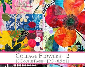 Flower Collage Junk Journal Pages, Printable Scrapbook Paper (Digital Download)