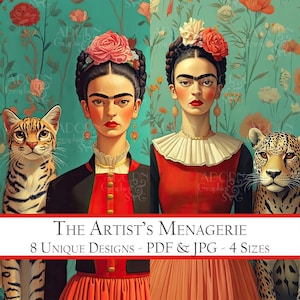 Ménagerie de l'artiste, Pages de journal indésirable pour les animaux, Documents éphémères numériques, Scrapbooking, Fabrication de cartes, Fournitures pour carnets d'art, Femmes surréalistes, Cartes ATC