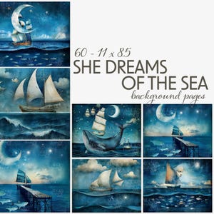 Sea Journal digitale achtergronden, 60 afdrukbare papieren voor junkjournals, scrapbooking, collage, kaarten maken, decoupage en kunstprojecten