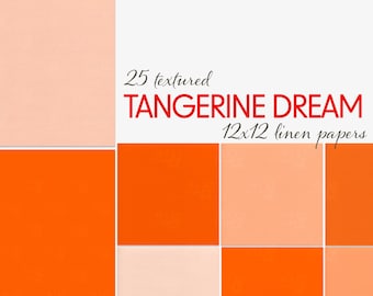 Tangerine Dreams Linen Digital Paper Pack – 25 Orange Textured 12x12 JPGs for Scrapbooking, Journals, Card Making, Sublimation