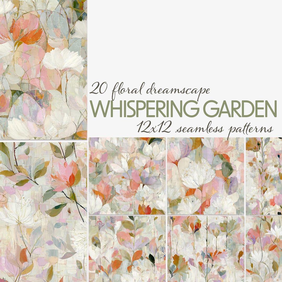 Soft Floral Seamless Patterns - 20 Botanical Digital Papers for ...