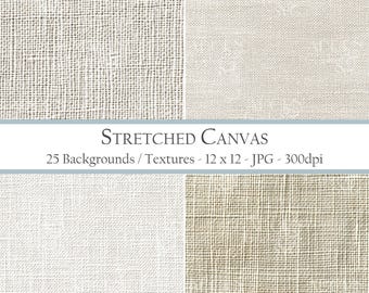 May include: A set of 25 digital backgrounds featuring stretched canvas textures in various shades of beige and white. The textures are 12 inches by 12 inches and 300 dpi.
