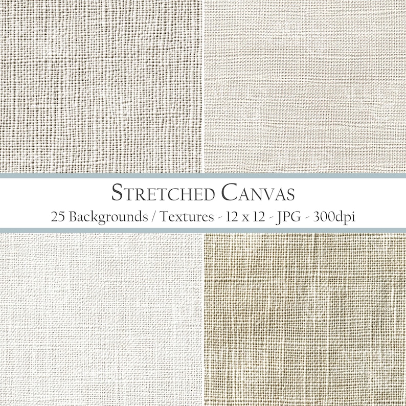 Realistic seamless stretched canvas backgrounds and textures in neutral tones