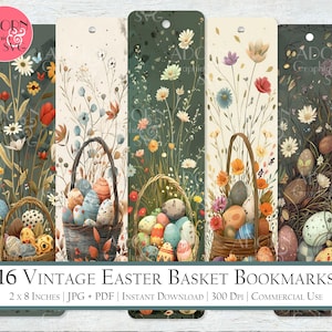 Mignons signets, Pâques Gits, lot de signets imprimables, signets vintage pour panier de Pâques, signets floraux imprimables, téléchargement numérique