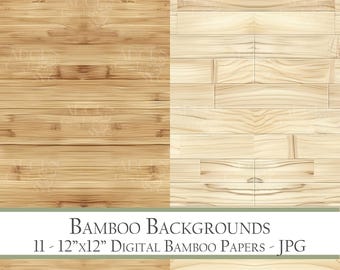 Pacote de Papel Digital de Bambu, Fundos de Madeira (30,5 x 30,5 cm)