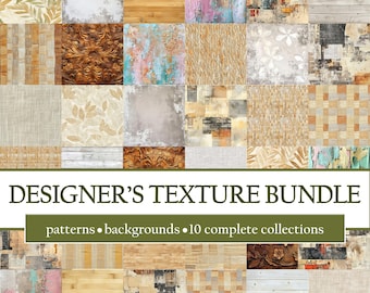 Designer Texture Bundle – 10 Collections of Neutral & Organic Backgrounds, Patterns and Textures for Crafts, Journals, Scrapbooking