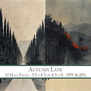Autumn Lane - Pages de journal indésirable - Papiers de fond - Fournitures de carnet de scrapbooking - Papiers de scrapbooking arbre - Fournitures de scrapbooking neutres