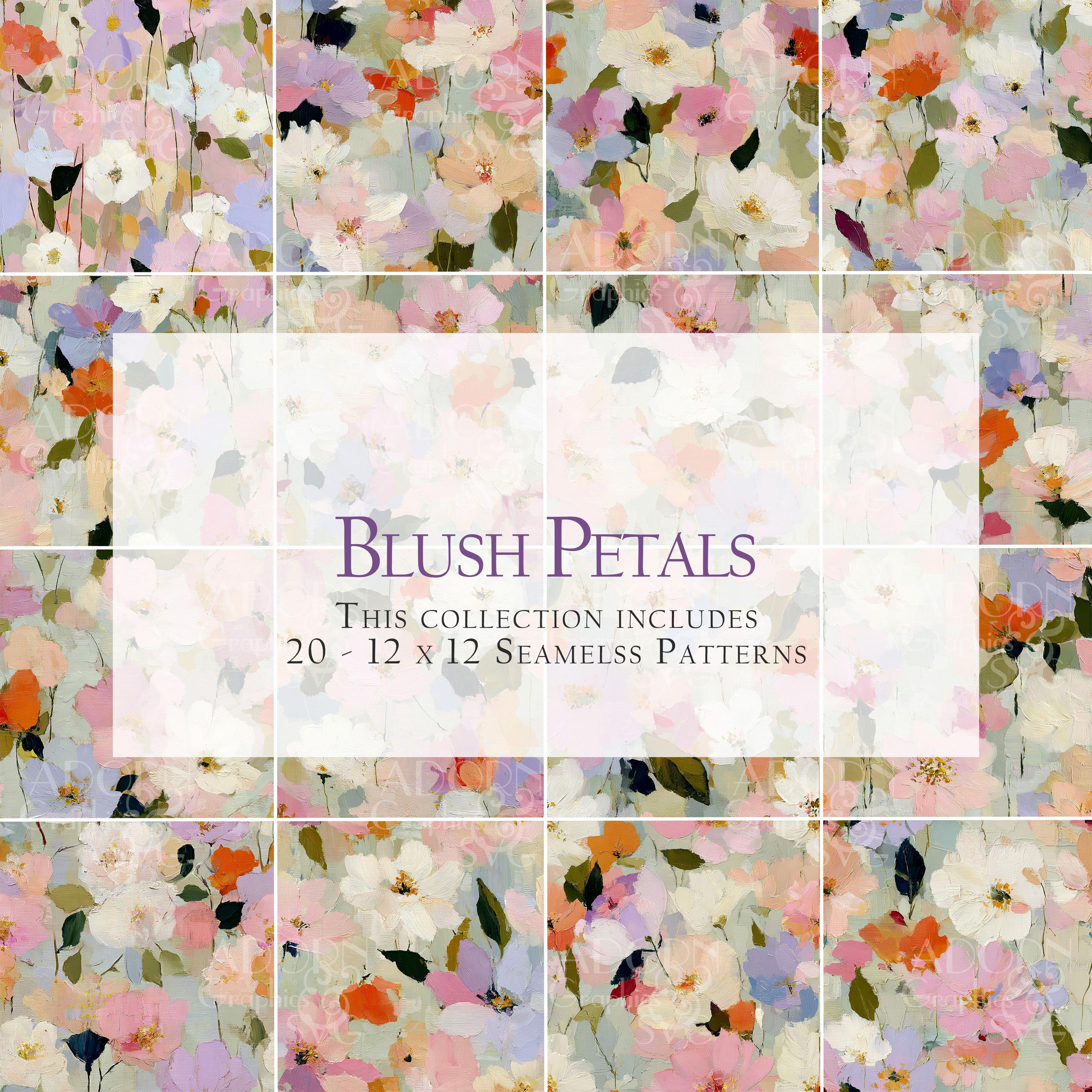 Floral Seamless Digital Paper – 20 Painterly 12x12 Flower Patterns for ...
