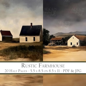 Landelijk en rustiek rommeljournaalachtergronden - Boerderij landschapspapier - Platteland Neutrale achtergronden Schilderachtige digitale kunst - Ranchpagina's