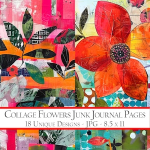 Flower Junk Journal Pages, Collage Flowers Background, Journal Kits, Printable  Scrapbooking Supplies, Background Pages, Decoupage Paper