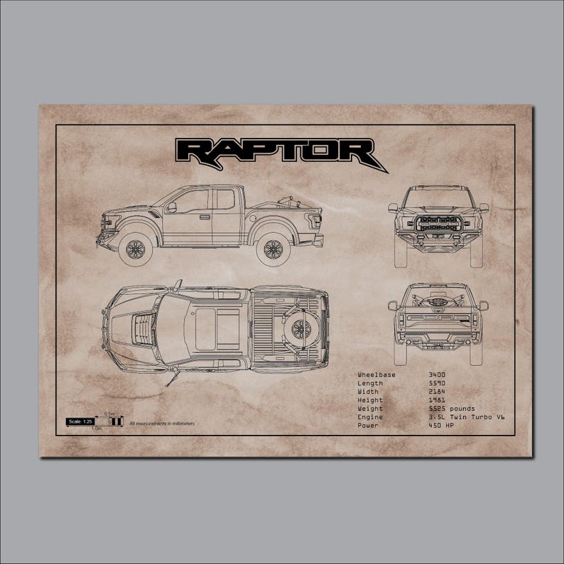 Gen 2 Raptor, Ford Raptor, Car Blueprints, Car Poster, 1st Anniversay ...