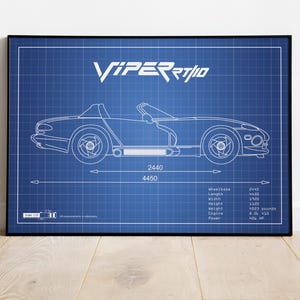 ViperRT/10 Picture, Dodge Viper, Car Blueprints, Car poster, Gift For Car Guy, Gift For Hime, Gift For Dad, Gift For Friend, Car Picture