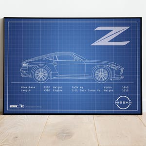 Nissan Z Poster, Nissan Z print, Nissan Blueprint, Car Blueprints, Car wall decor, Car SVG, Gift For Car Guy, Car Poster Download, Artwork