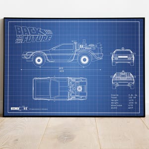DeLorean Art, Back To The Future, Man Cave, Artwork For Mancave, Blueprint Art, Gift For dad, Movie Poster, Car Poster, Metal Car Art, Art