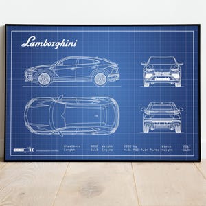 Lamborghini Urus Blueprint, Lamborghini Print, Urus Print, Urus Blueprint, Car Blueprints, Car Wall Decor, Mancave Wall Art, Car SVG, Art