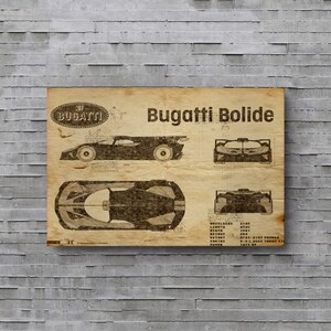 Bugatti Bolide Poster, Car Blueprints, Car Poster, Garage Workshop Art, Gift For Dad, Gift For Friend, Best Man Gift, 1st Anniversary Gift