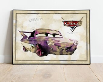 Flo Poster, Kidsart, Gift For Child, cars Prints, Cars Poster, Cars Poster Metal, Cars wall Art, Cars Poster Art, Wall Decor, Cars , Nursery