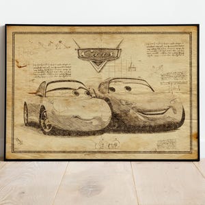 Sally, Lightning McQuuen, Kidsart, Gift For Child, Cars Poster, Cars Poster PNG, Cars PNG, Cars Prints, Wall Decor, Cars Art, Nursery Poster