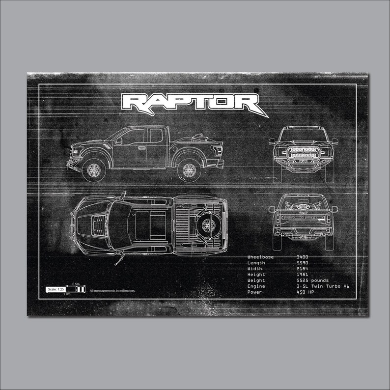 Gen 2 Raptor, Ford Raptor, Car Blueprints, Car Poster, 1st Anniversay ...